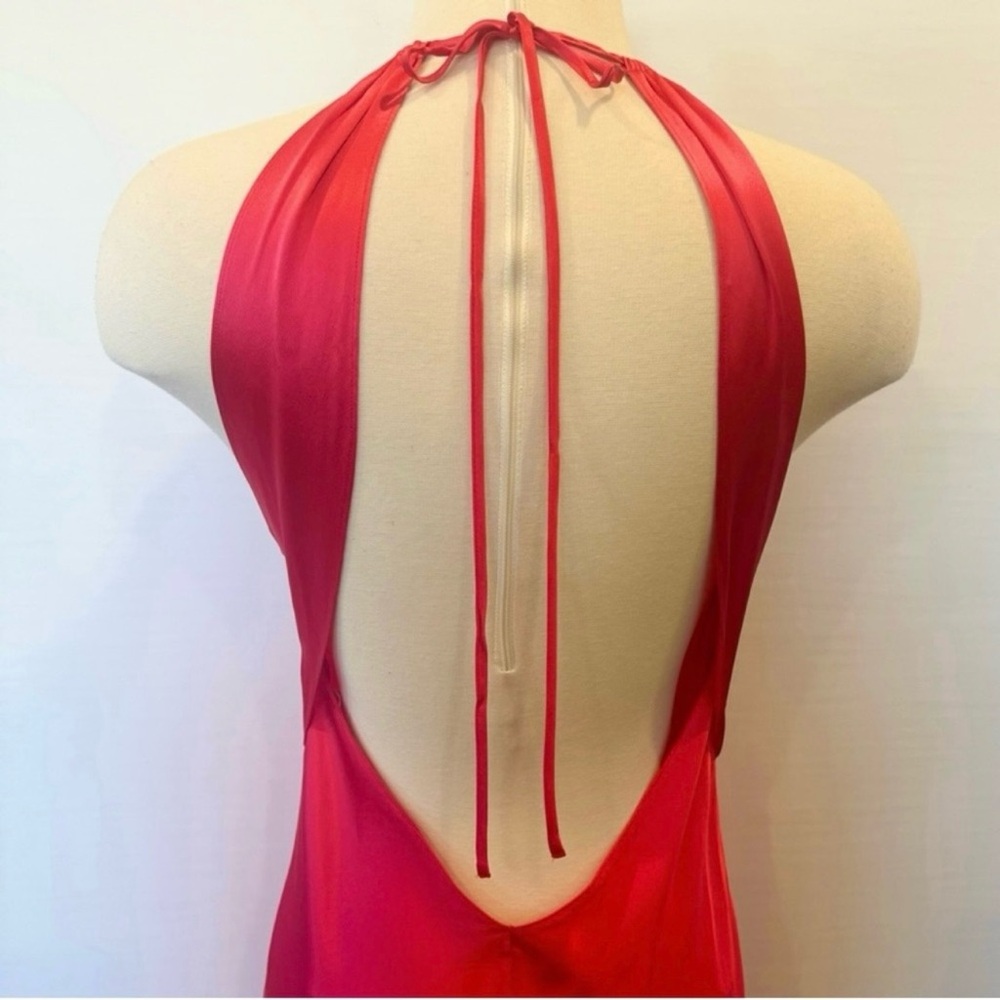 Y2K Victoria’s Secret 100% Silk Red Bias Cut Vintage Halter Keyhole Slip Dress M - Picture 6 of 9